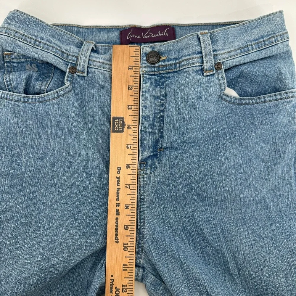 Gloria Vanderbilt Straight Jeans Womens 12 Petite Blue Denim Stretch Mid Rise